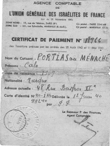 4 Certificat UGIF 1940 pour Calo Portias